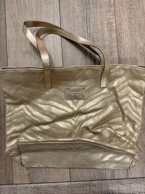 Michael Kors Metallic Gold Zebra-Textured Tote